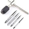 Walfront Manico a Cricchetto Supporto per Rubinetto M3/M4/M5/M6 Manico per Chiave a Vite con 4 Pezzi Maschi per Flauto Dritto M3/M4/M5/M6 Filettatura per Vite a Maschio per Filettare