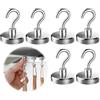 KARELLS 6 Pezzi Ganci Magnetici Ultra Forte, 22KG Potente Neodimio Magnete Gancio, 25mm Gancio Magnetico Nero Calamite Neodimio, per Campeggio, Garage, Cucina, Ufficio