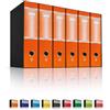 LogicaShop UBOX Raccoglitori ad Anelli A4 Grandi con Custodia, Faldoni Archivio, Classificatori Documenti Dossier Ufficio, Dox Registratore a Leva Raccoglitore (6Pz Commerciale, Arancione, Dorso 8)