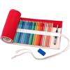 Amoyie - Sacchetto della matita portamatite arrorolabile per 36 matite colorate porta penne tela wrap borse organizer astuccio portapenne scuola cassa del supporto di matita viaggio le rosso 36