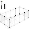 SONGMICS Recinto per Animali con Fondo, Recinzione per Animali di Piccola Taglia, Gabbia in Plastica da Interno per Criceti Conigli Ricci Porcellini d'India, 125 x 63 x 42 cm, Bianco LPC001W01