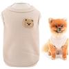 SMALLLEE_LUCKY_STORE Smalllee Lucky Store, canotta in maglia a nido d'ape con orsetto carina, per cani di piccola taglia e gatti, unisex, estiva, crema, taglia S