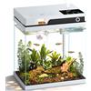 Vehipa Acquario per Pesci Rossi da 16L, Completo Acquario con Alimentatore Automatico, Pompa Silenziosa 4 in 1, Illuminazione Regolabile, Display della Temperatura e Umidificatore