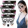TUONYIS 4 Pezzi Tatuaggi Facciali, Face Art Sticker, Adesivi Tatuaggi Temporanei per il Viso di Animale, Glitter Sticker Tatuaggioper Adulti Compleanno Carnevale Halloween (Nero)