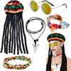 WYRGQIQN Cappello rasta giamaicano con,Cappello Rasta,Cappello Rasta Dreadlocks,Cappello Bob Marley,Stile Unico'Cappello con Ventilatore',Perfetto per Costume da Festivitá,Costumi di Cartoni Animati per Adulti