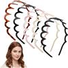 Rylae 5 Pezzi Fasce per Capelli Zig Zag, Cerchietto per Capelli da Donna con Denti di Squalo, Antiscivolo Fascia Ondulata in Plastica Unisex, per Uso Quotidiano, Sport, Trucco