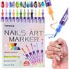 AYBUY 12 Pezzi Penne Per Nail Art Punta, Nail Art Marker, 3D Nail Art Pen per Casa Salone, nail Art Fai da Te, Pittura Decorazioni Unghie, strumenti per manicure, C