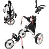 Newfly Carrello da golf a 3 ruote, ultraleggero, pieghevole, con freno a pedale, facile da aprire e chiudere, con porta ombrello e borsa per riporre oggetti (bianco)