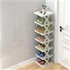 KMQRDZi - Scarpiera pieghevole in plastica senza installazione, scarpiera per la conservazione domestica, scarpiera verticale, adatta per corridoi, camere da letto, ingressi (Verde, 6 ripiani)