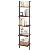 ELYKEN Scaffale a scala, libreria da parete in legno a 5 ripiani con struttura in metallo, organizer aperto vintage, ripiani per soggiorno, camera da letto, Marrone Vintage ETHBS01G1