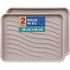 Bestlivings Scarpiera (confezione da 2 pezzi, beige) con bordo alto (50 x 38 x 2,5 cm), tappetino per scarpe per la casa e il giardino, impermeabile