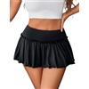 Avidlove Minigonne da Donna Minigonna Sexy a Vita Alta Gonna Corta a Pieghe Gonna Estiva Tinta Unita Gonna Corta a Corsetto per Feste Cosplay Nero L