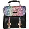 FiveloveTwo Donna Ragazze Pelle PU Borse a Zainett Con paillettes Impermeabile Borse a Mano Spalla Tracolla da Scuola Viaggio Sacchetto Borsetta Zaino Borsa Backpack Shoulder Bag Nero