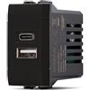 MAPAM doppia presa USB tipo A+C (5V-2,4A-240V) compatibile LIVING - ART-F833-NE