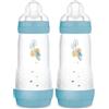 MAM Biberon Easy Start 320 ml, Biberon anticolica per allattamento misto, Riduce le bolle d'aria e il rischio di coliche, Accessori neonati 4+ mesi autosterilizzanti e con tettarella misura 3, Azzurro