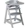 roba Seggiolone per Neonati Evolutivo Sit Up Click e Fun + Vassoio Rimovibile - con Barra di Protezione - Ergonomico - Altezza Regolabile - Legno Naturale Laccato Grigio