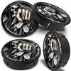SkinoEu 4 x 60mm Coprimozzi Coprimozzo per Centro Universale Copricerchi Tappi per Ruote Cerchi in Lega Nero Dito Medio Cranio CX 33