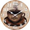 Crosstime Orologio da parete da cucina con motivo caffè, stile rustico, retrò, vintage, in vetro, per cucina, caffetteria, decorazione bar, 30 cm, marrone