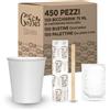 cubex professional Kit Caffè 450 Pezzi Formato da 150 Bicchierini in Cartoncino riciclabili da 75 ml, 150 Bustine di Zucchero e 150 Palettine in Legno 9 cm
