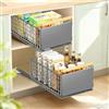 EOJDDPA Cassetto estraibile per cucina, 2 pezzi, sistema di cassetti Telescop con estrazione, senza foratura, fino a 25 kg, organizer per cassetti per armadi profondi, grigio, 39,5 x 23,5 x 19 cm