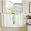 TOPICK Tende da bistrò per soggiorno e cucina, set da 1 pezzi, altezza 60 x 90 cm, effetto lino, piccole finestre, traslucide, da cucina, corte, con passante per asta, colore bianco crema