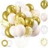 Alaoo Palloncini Compleanno Bianco Oro, 60 Pezzi 12 Pollici Bianco Confetti Palloncini, per Decorazioni Compleanno, Baby Shower, Decorazioni Battesimo Bimbo e Bimba, Matrimonio