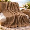 B O S A L O N I HOME Plaid arredo 130x160 cm - Coperta leggera e morbida - Ideale per divano e poltrona - Stile elegante primavera estate - BOSALONI HOME (Tortora)