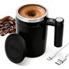 Wapasezyar Tazza Auto-Mescolante, Bicchiere Auto-Mescolante con Indicatore di Temperatura, 304 Acciaio Inox Magnetico Elettrico Shaker con Manico per Cioccolata Calda, Caffè, Latte (Nero, 400 ml)