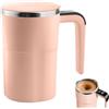 Wapasezyar Tazza auto-commovente, 380 ml, con indicatore di temperatura, in acciaio inox 304, shaker elettrico magnetico con manico per cioccolata calda, caffè, latte (rosa, 380 ml)