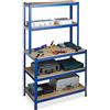 Relaxdays Scaffale in Metallo, Banco da Lavoro, Capacità fino a 900 kg, 5 Ripiani, Incastro 180x100x60, Acciaio,MDF, blu