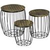 Easycomfort Set da Giardino Esterno, 3 Tavolini da Balcone Impilabili, Arredamento da Giardino Stile Industriale in Metallo Nero