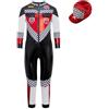 Lito Angels Costume da Pilota di Corsa per Bambini, Tuta Motorsport con Cappello, Ideale per Carnevale, Scuola, Compleanno e Halloween, Eta 7-8 anni Taglia 128