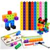HOTUT Set di Attività per Cubi, 100 Pezzi Cubi da Incastrare, Gioco Bambini con 18 Carte Attività, Giochi Didattici di Matematica per Bambini, per Lo Sviluppo Delle Capacità Matematiche
