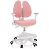 HJH Office 736415 Sedia per bambini KID WING Tessuto Rosa, Pratico poggiapiedi regolabile in altezza, girevole