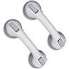 Relaxdays Maniglie da Doccia con Ventose, 25 Kg Capacità, Set 2 Supporti, Vasca da Bagno,Anziani & Bambini,Bianco/Grigio