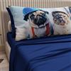 PETTI Artigiani Italiani - Lenzuola Animali con Cani in Cotone con Federe in Stampa Digitale, Lenzuola Una Piazza e Mezza Francese, Completo Letto Una Piazza e Mezza Blu, 100% Made in Italy