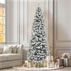 YITAHOME Albero di Natale artificiale, 229 cm, sottile, innevato con telecomando, albero pre-illuminato con 350 LED bianco caldo/multicolore, circa 1000 punte
