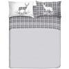 PENSIERI DELICATI Completo Letto Matrimoniale 100% Cotone, Completo Lenzuola Matrimoniali 180x200 Comprensivo di Lenzuolo sotto, sopra e 2 Federe, Made in Italy, Fantasia Tartan Cervo Grigio