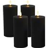 Relaxdays Candele LED, Set 4 pz, 18x7,5 cm, Fiamma tremolante, Cera Vera, a Blocco, scanalate, Nere