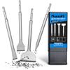 Nucraft Set di 4 scalpelli in acciaio SDS Plus, largo, piatto, appuntito, in Acciaio per Cemento, Mattone, Muro e Granito