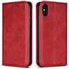 Copmob Cover iPhone X/XS,Flip Portafoglio Custodia in Pelle,[4 Slots][Supporto Stand][Chiusura Magnetica],Custodia Libro Cover Case per iPhone X/XS - Rosso