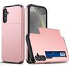 Beajew Custodia per Samsung Galaxy S25 FE, Custodia Hybrid con scompartimento per tessere compatibile, TPU Bumper Silicone Custodie, Anti Graffio Hard PC, Antiurto Grado Militare - Oro Rosa