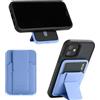 ROIK Valet Portafoglio Magsafe Custodia iPhone: per modelli iPhone 12 a 15. Pelle Vegana, Magsafe Wallet, Supporto per cellulare Magsafe, 3 carte, Magsafe Stand, Porta carte di credito, blu, 9'5 x 6'5