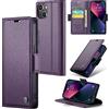 Idhiem Cover per iPhone 14 in Pelle PU Premium, Custodia Portafoglio Flip Libro, Blocco RFID, Slot per Carte, Antiurto Wallet Cover con Funzione Supporto per iPhone 14, Viola