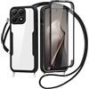 FERLAN Cover per Honor 400 Smart con Cordino, 360 Gradi Antiurto Custodia con Protezione Schermo Integrata Trasparente Rugged TPU Bumper Doppia Protettiva Cover per Honor 400 Smart -Nero