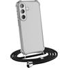 MyGadget Cover per Samsung Galaxy S25 - Custodia con Corda - Case con Cordino Trasparente Antiurto con Laccio | Tracolla - Practical Stylish - Nero
