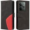 XINNI Cover Protettiva per Realme GT 6 5G/Realme GT 6T Case, retrò Cellulare Custodia Libro Antiurto in Flip Pelle PU/TPU, Portafoglio Flip Magnetica, Nero