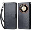 KENHONER Compatibile Cover con Honor Magic 6 Lite,Cover per Honor X50 5G, Premium Pelle PU Portafoglio Flip Libro Custodia Cover per Honor X9b [Protezione Completa] - Nero