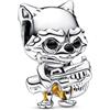 PANDORA Ciondolo con Rocket della Marvel in argento 9 con smalto nero e arancione trasparente