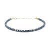 Eloboe essence Bracciale in Terahertz Naturale, Cubi 2 mm, Argento 925 Placcato Oro 24 K, 16-19 cm Regolabile